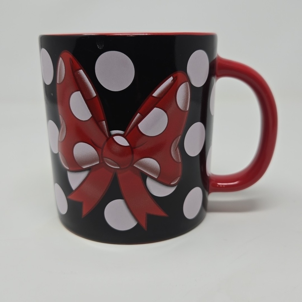 Disney Parks Signature Minnie Mouse Polka Dot 3D Bow‎ Ceramic Coffee Tea Mug